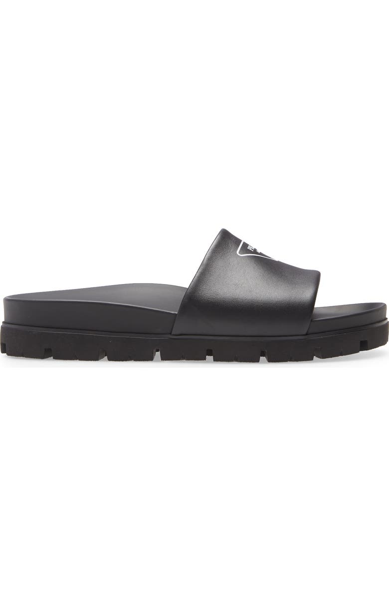 Prada Logo Slide Sandal, Alternate, color,
