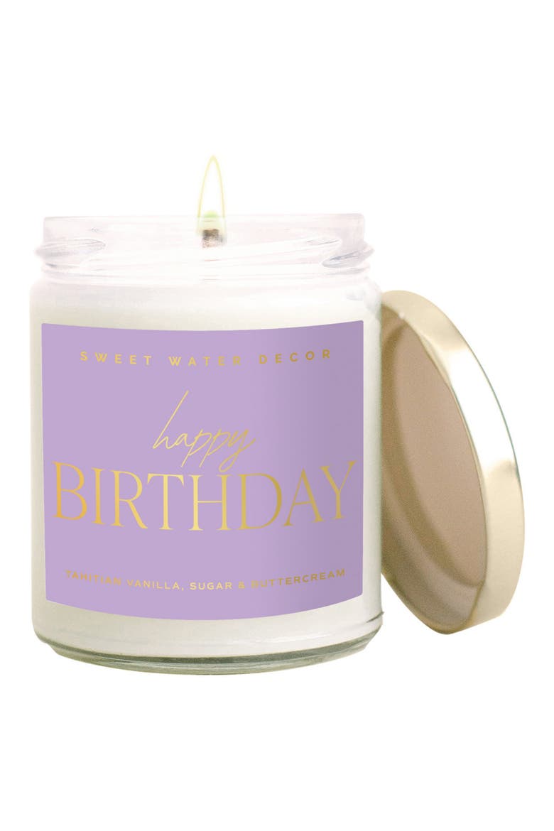 Happy Birthday Quote Candle, Main, color, WHITE
