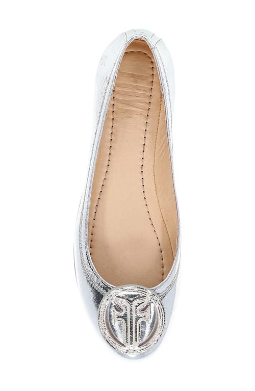 Frye Carson Logo Ballet Flat In Silver
