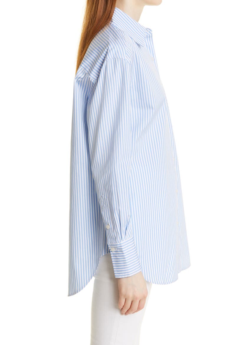 Oversize Poplin Button-Up Shirt, Alternate, color, BLUE TOPSAIL- WHITE STRIPE