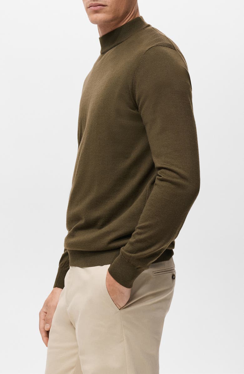 MANGO Turtleneck Wool Sweater, Alternate, color, Olive Green