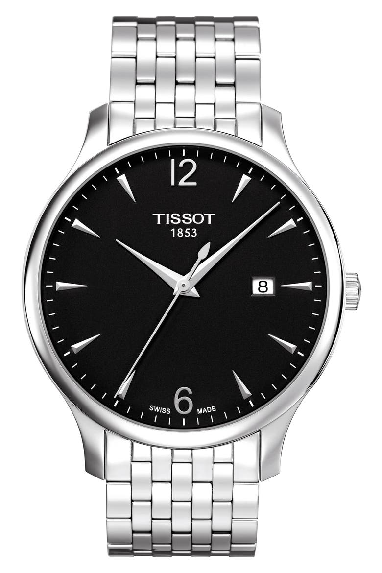 Tradition Bracelet Watch, 42mm, Main, color, SILVER/ BLACK/ SILVER