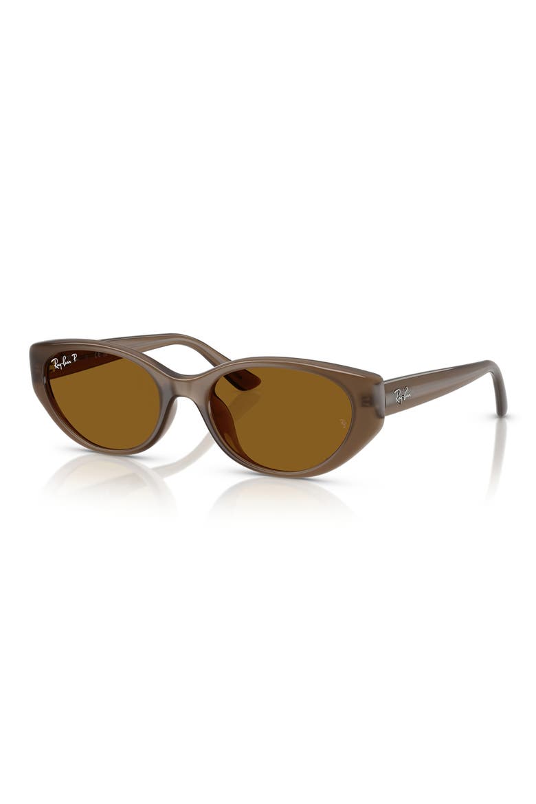 55mm Polarized Pillow Sunglasses, Alternate, color, TRANSPARENT BROWN