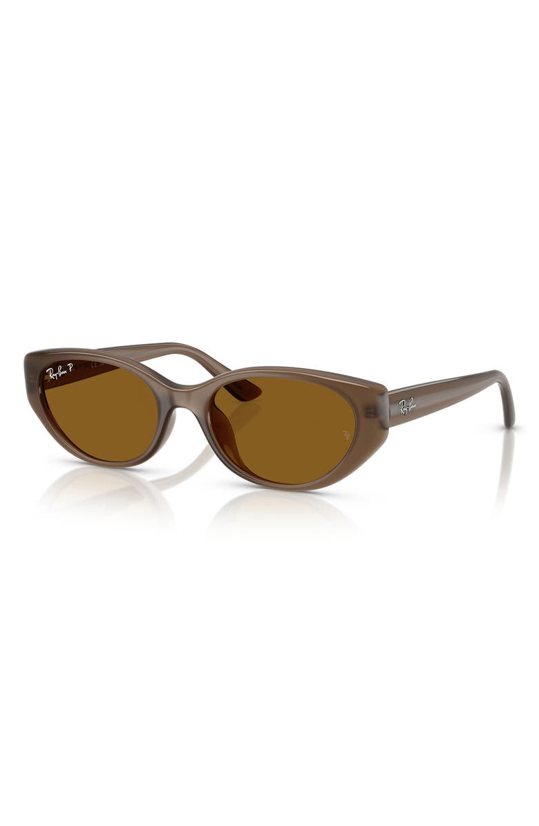 Ray-Ban 55mm Polarized Pillow Sunglasses, Alternate, color, Transparent Brown