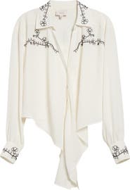 Cinq à Sept Marianna Embellished Tie Front Shirt