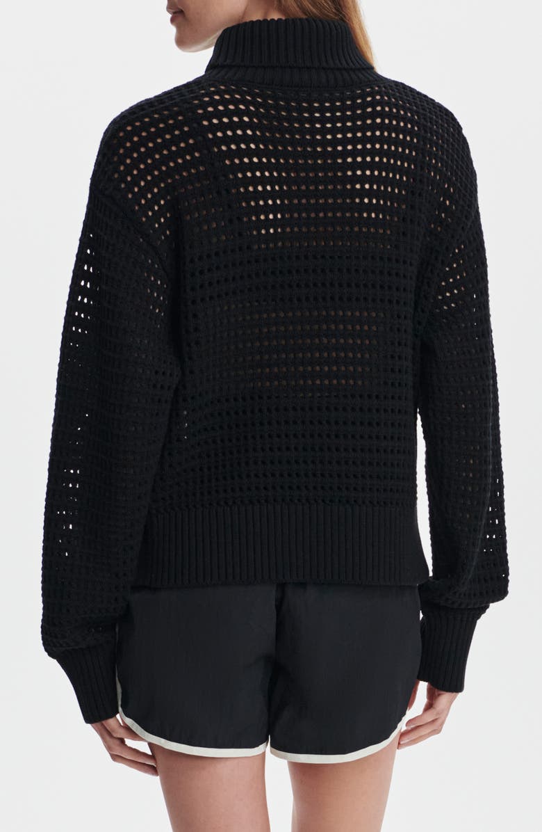 Varley Jody Openwork Cotton Sweater, Alternate, color, Black