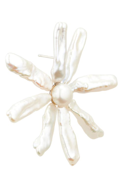 Simone Rocha Blooming Flower Baroque Pearl Earrings In White