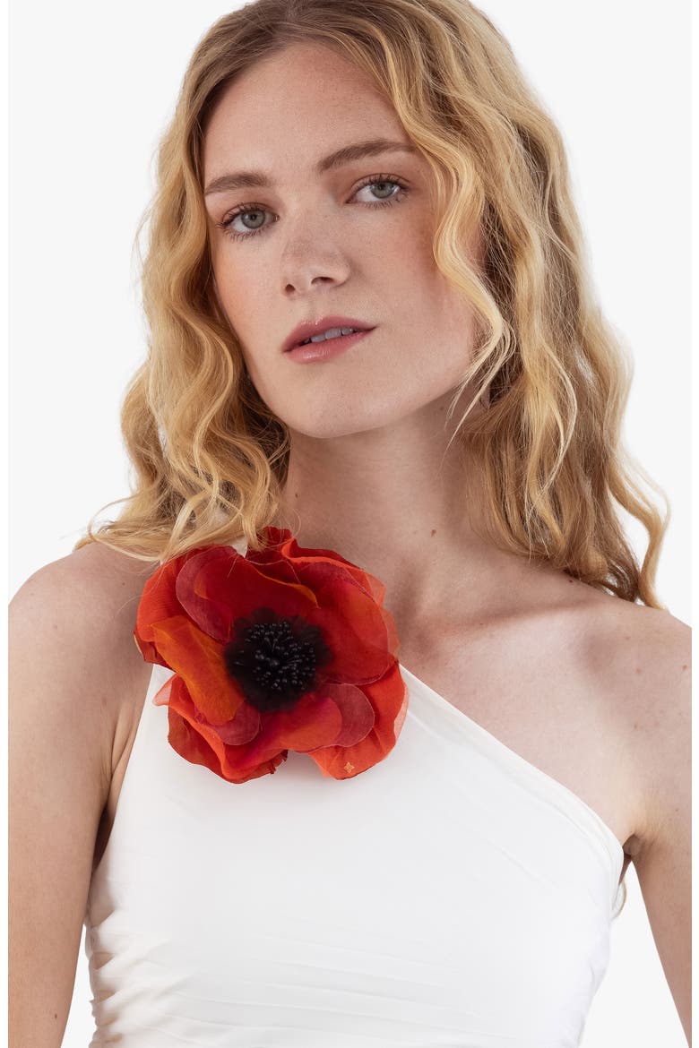 The Orange Poppy Floral Brooch, Alternate, color, Orange