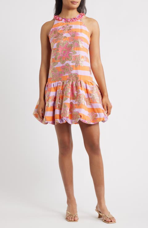 Ashlynn Metallic Cotton Blend Cocktail Dress