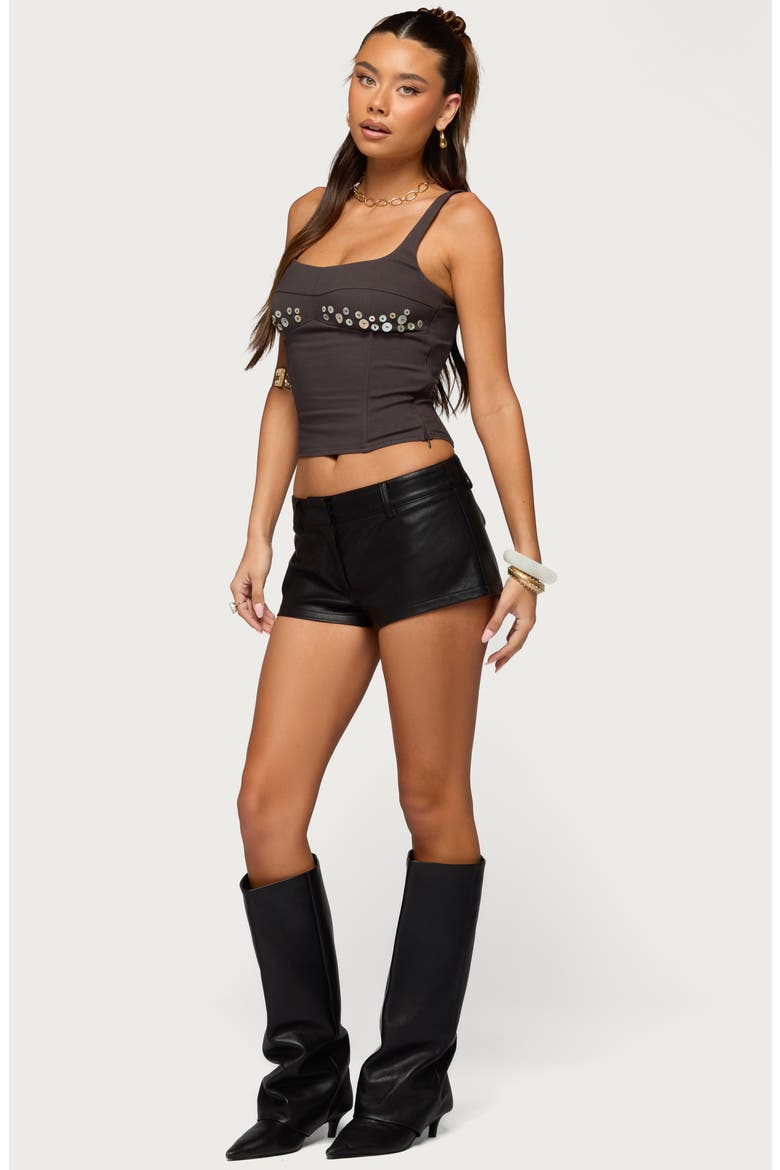 Libbie Iridescent Button Corset Top, Alternate, color, DARK-BROWN