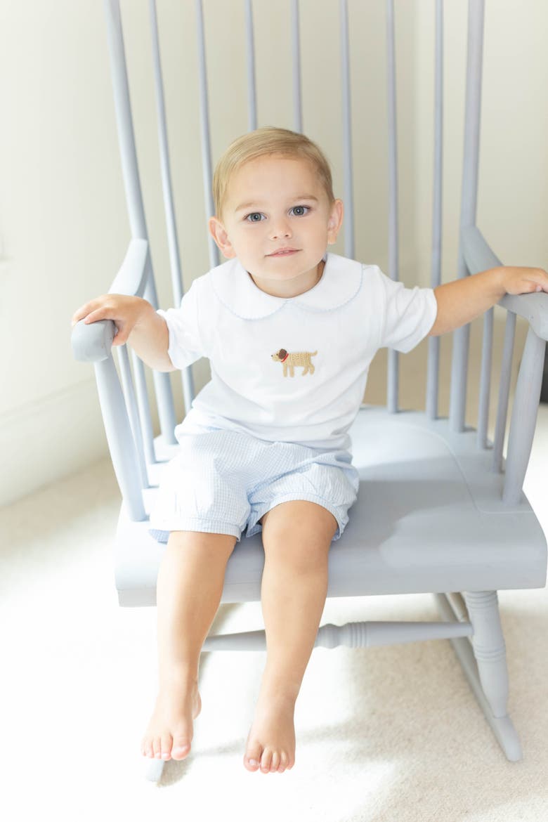 Kids' Banded Short, Alternate, color, Light Blue Seersucker Gingham