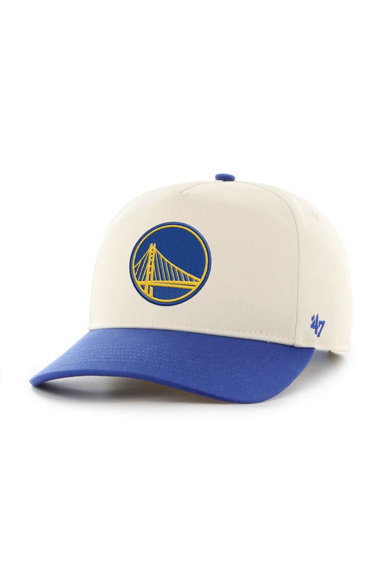 '47 Men's '47 Cream/Royal Golden State Warriors Roscoe Hitch Adjustable Hat, Main, color, 