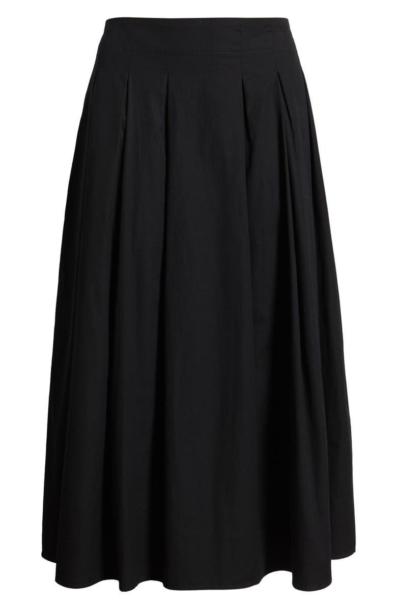 Nordstrom Pleated Poplin Skirt, Alternate, color, Black