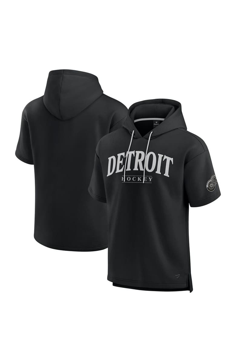 FANATICS Men's Fanatics Black Detroit Red Wings Elements Ready Short Sleeve Pullover Hoodie, Alternate, color, Black