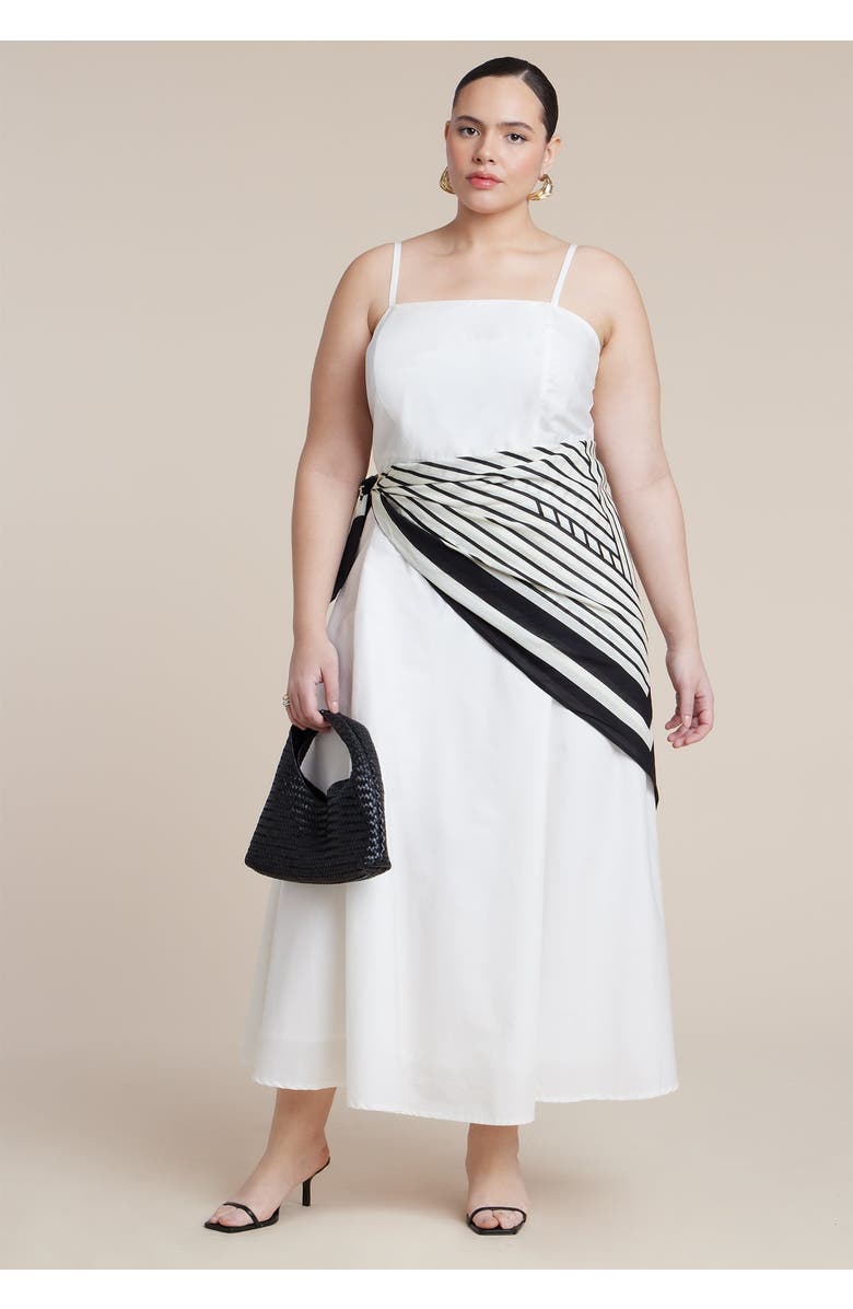 ELOQUII Scarf Detail Midi Dress, Main, color, Coconut Milk