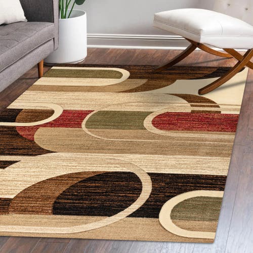 Jonathan Y Tamara Retro Abstract Arches Area Rug In Cream/brown/red