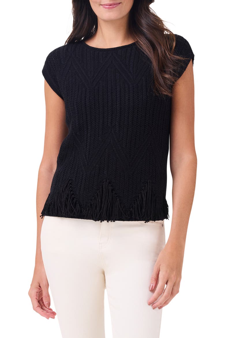 Openwork Sweater Top, Main, color, BLACK ONYX