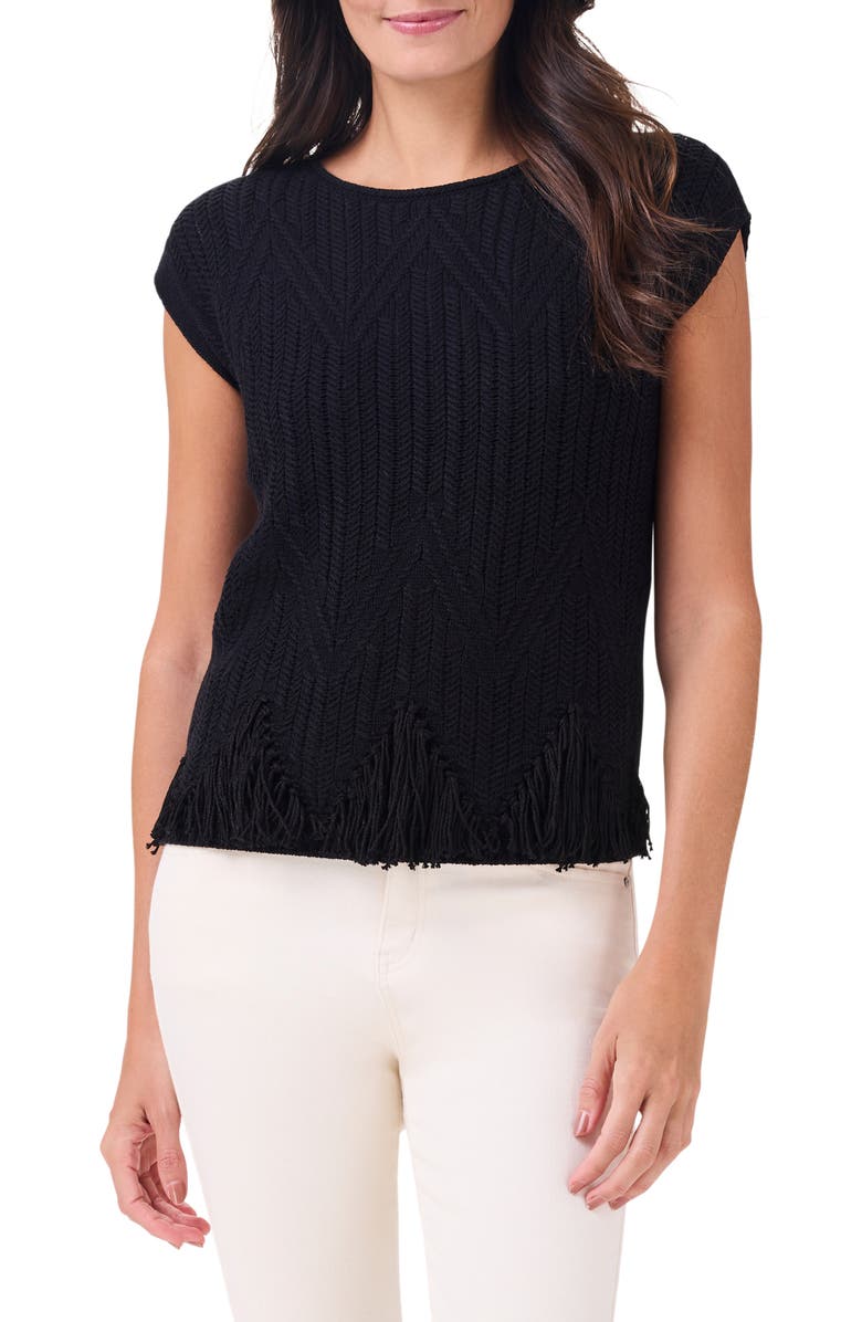 NIC+ZOE Openwork Sweater Top, Main, color, Black Onyx