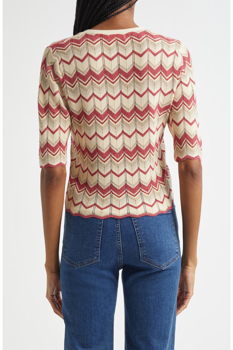 Alec Chevron Metallic Stripe Cotton Blend Cardigan, Alternate, color, ROSA PINK CHEVRON