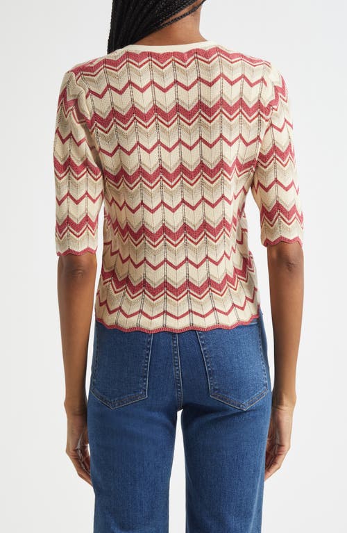 RAMY BROOK RAMY BROOK ALEC CHEVRON METALLIC STRIPE COTTON BLEND CARDIGAN