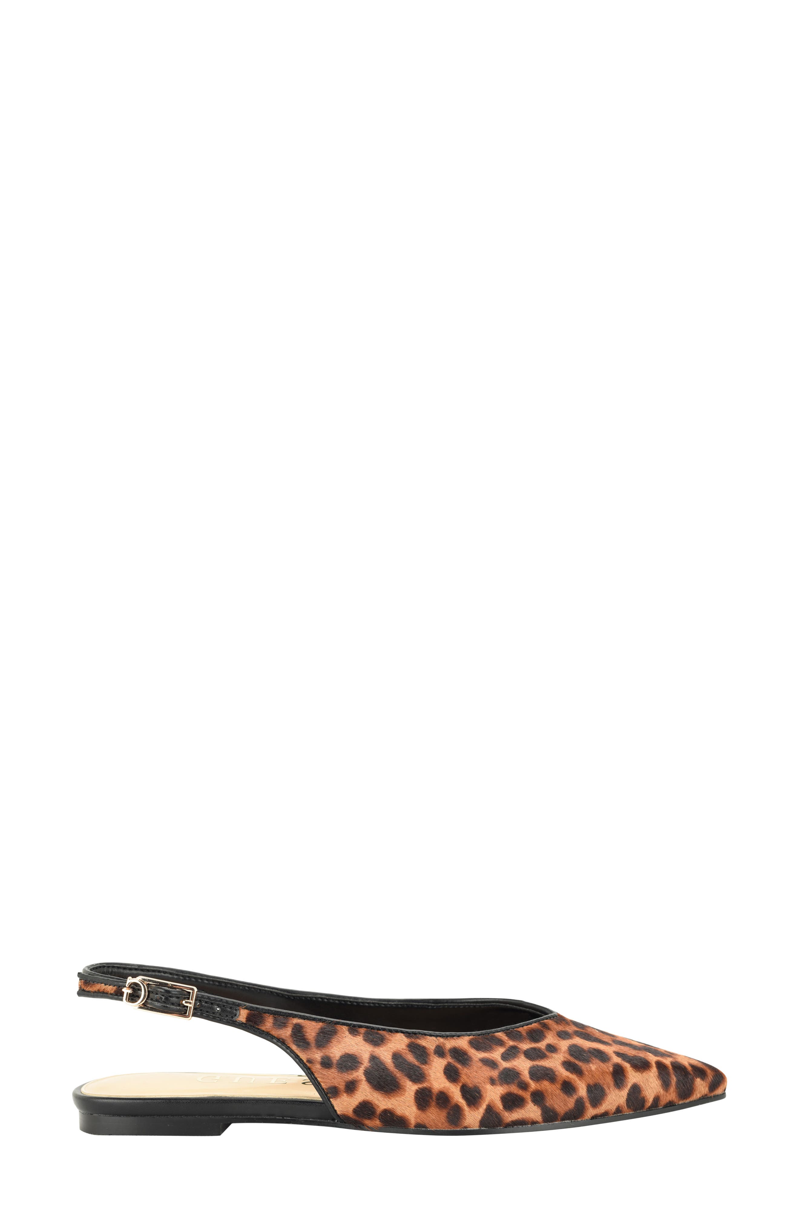 Dorazio Genuine Calf Hair Slingback Pointed Toe Flat, Alternate, color, BROWN
