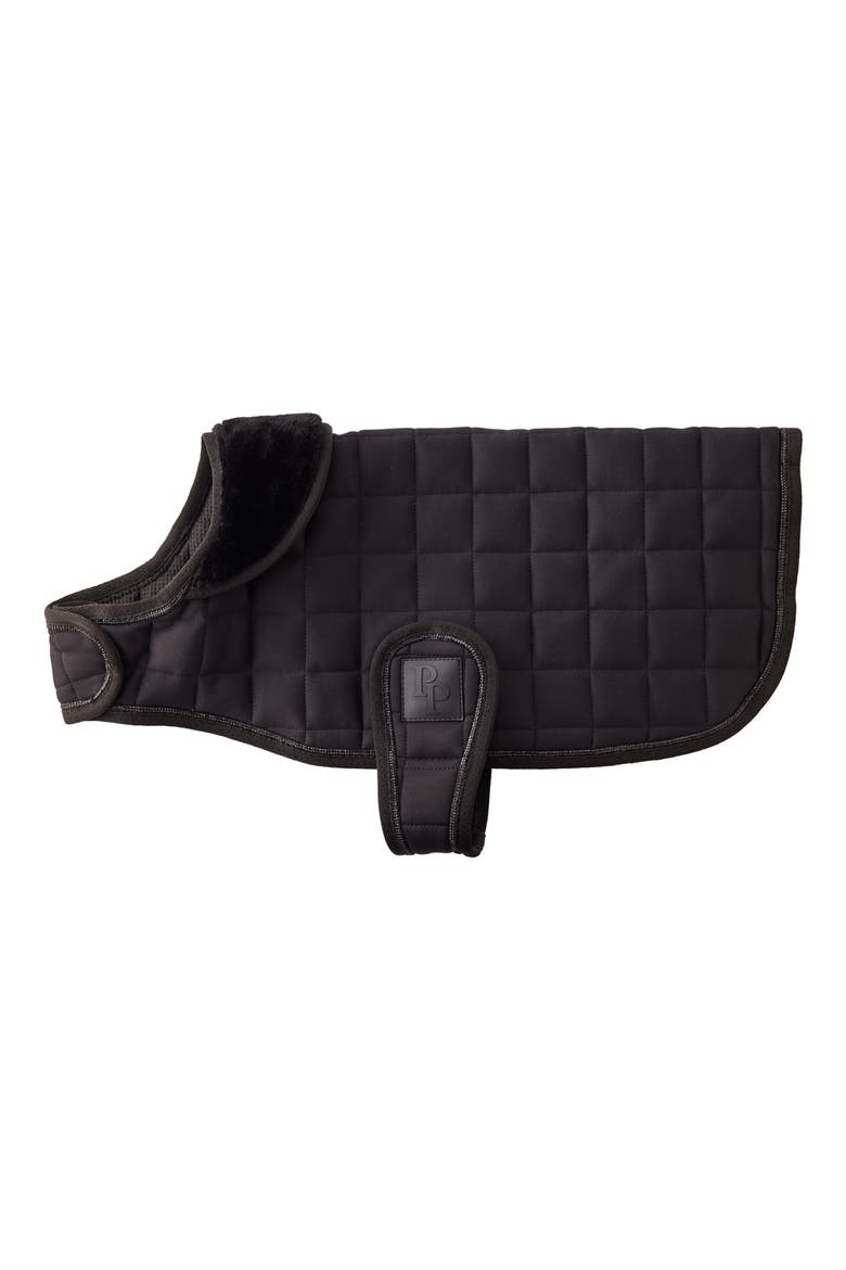 Roxy Crystal Bling Faux Leather Dog Coat, Main, color, BLACK BEAUTY
