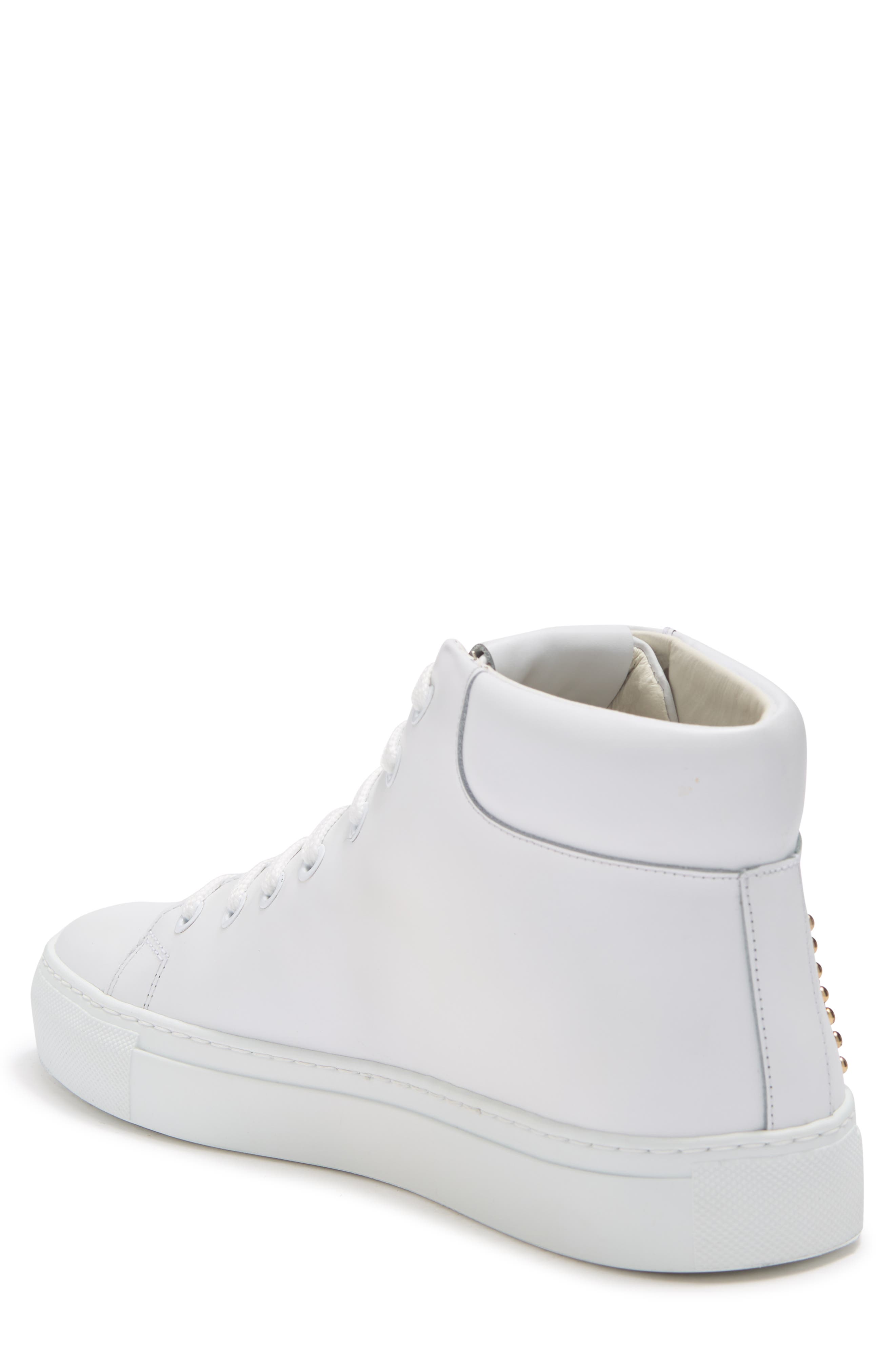 Moschino Logo Stud Leather High Top Sneaker, Alternate, color, 
