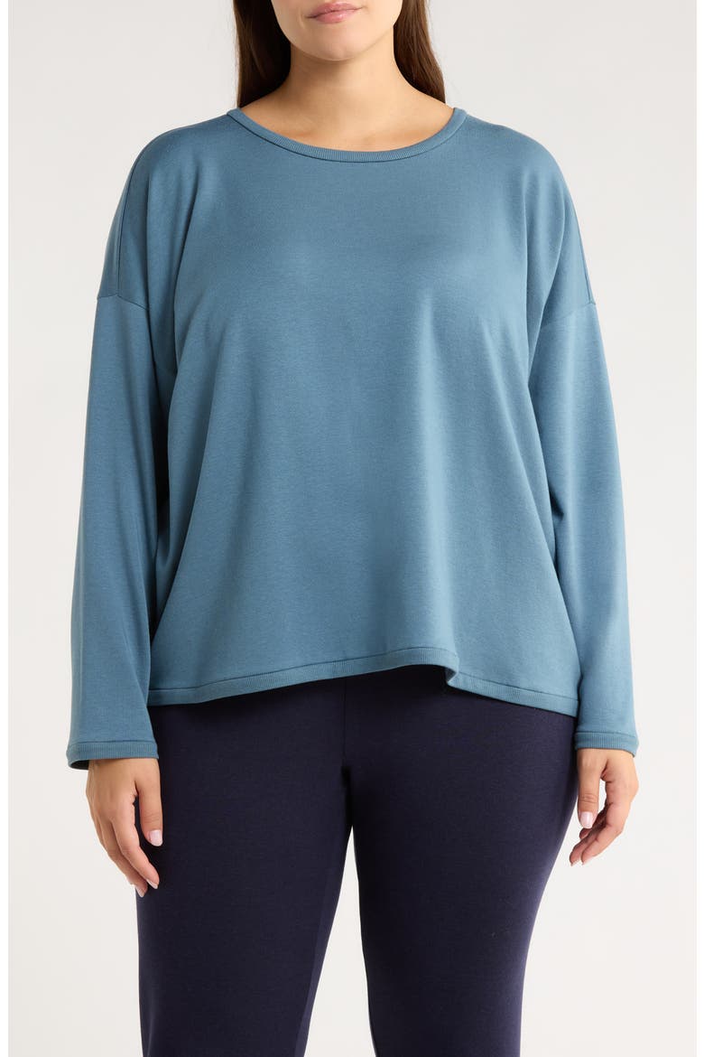 Crewneck Boxy Crop T-Shirt, Main, color, SEA SPRAY
