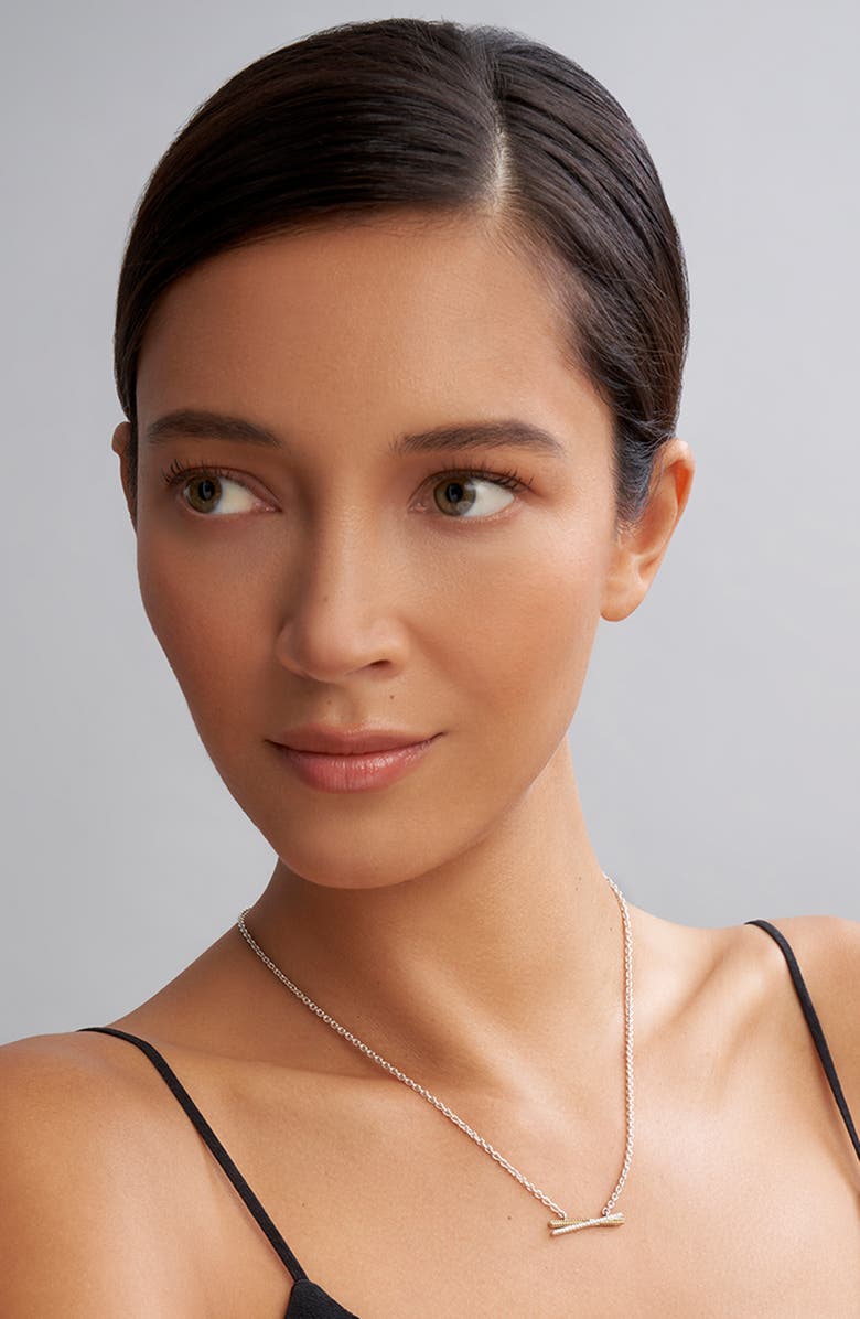 LAGOS Caviar Lux Two-Tone X Diamond Pendant Necklace, Alternate, color, Gold