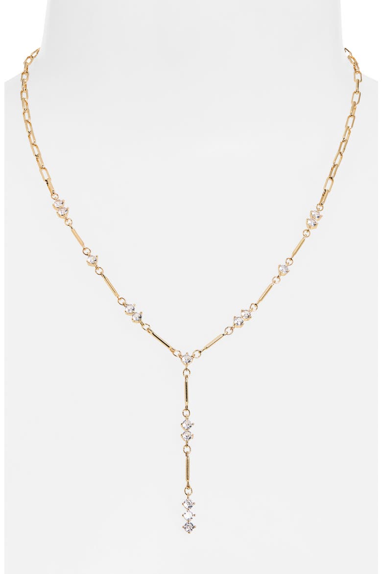 Cubic Zirconia Station Y-Necklace, Alternate, color, CLEAR- GOLD
