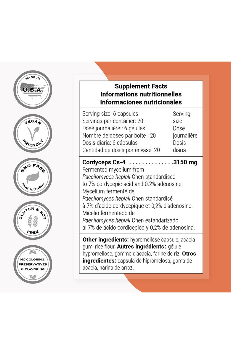 SuperSmart Cordyceps Cs-4 3150mg per Day, Alternate, color, NO COLOR