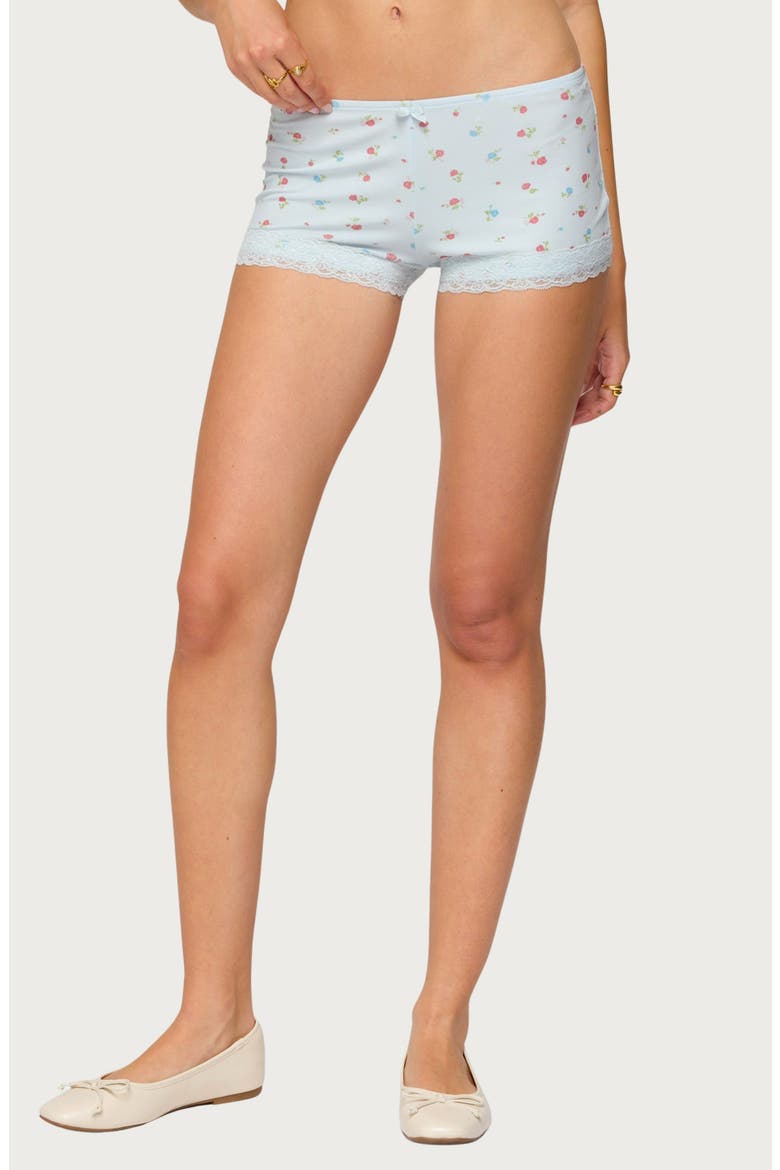 Aurea Floral Lace Micro Shorts, Main, color, LIGHT-BLUE