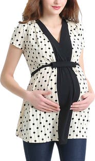 Kimi & Kai Maternity Nursing Polka Dot Print Top