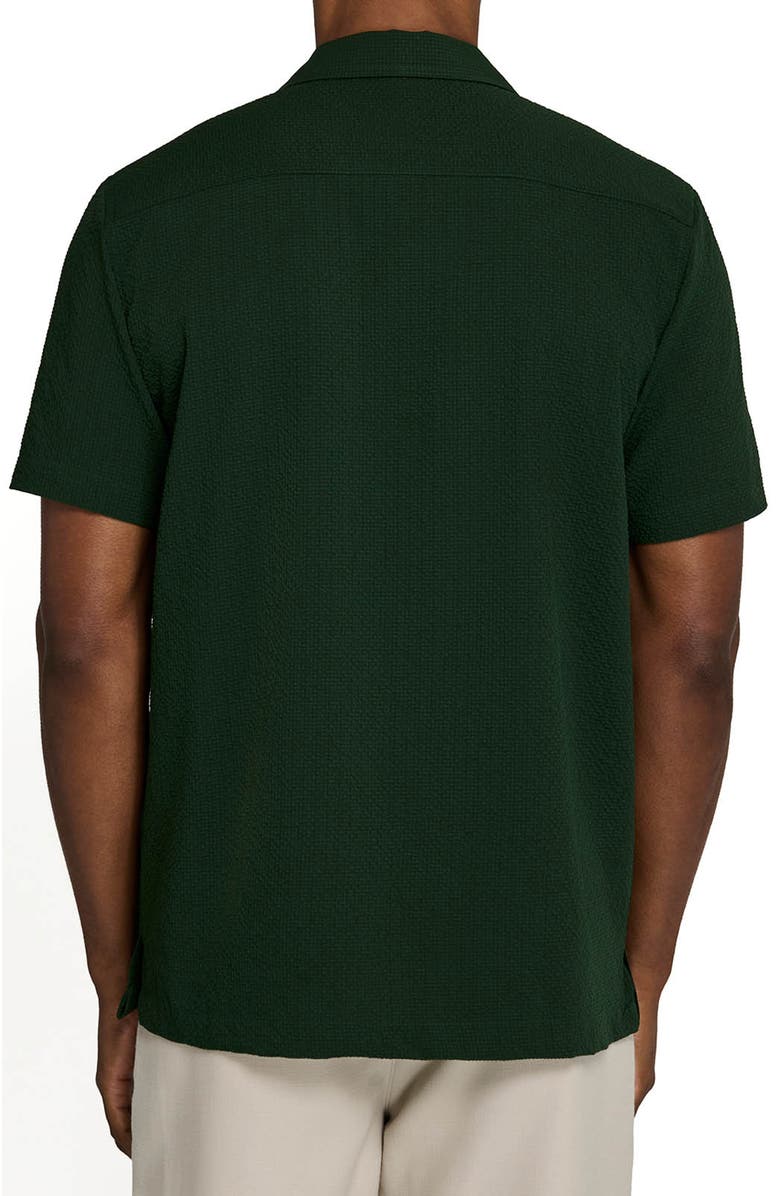 Brooklyn Brigade Solid Myrtle Short Sleeve Seersucker Camp Shirt, Alternate, color, Green