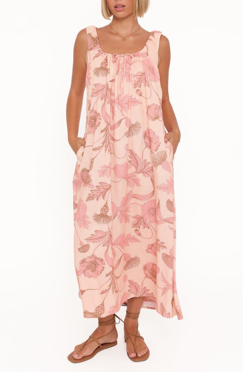 Petal & Pup Bowman Floral Cotton Maxi Dress, Main, color, Pink Floral