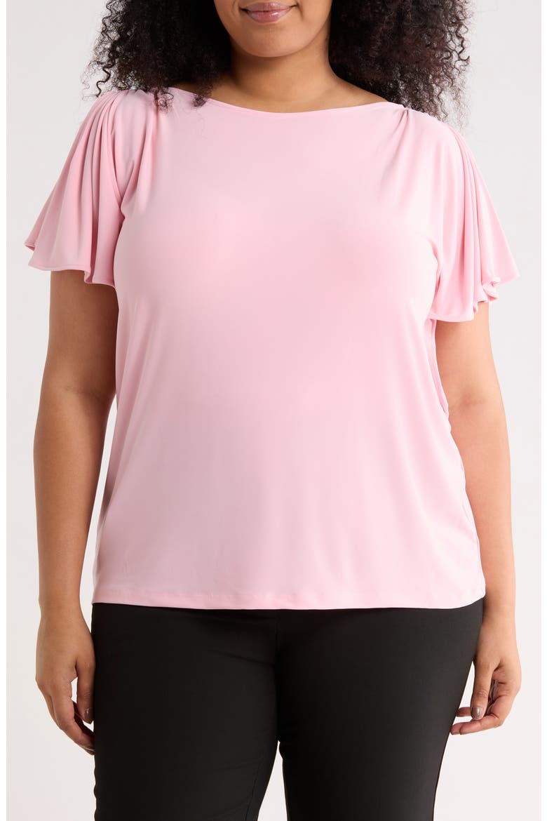 Cascade Flutter Sleeve Top, Main, color, ROSE WATER