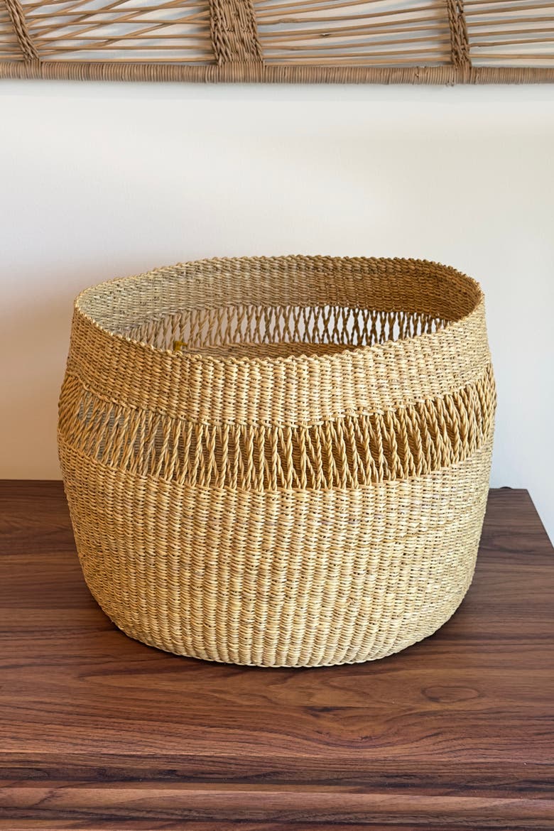 Mixed Weave Natural Planter Basket, Alternate, color, Natural