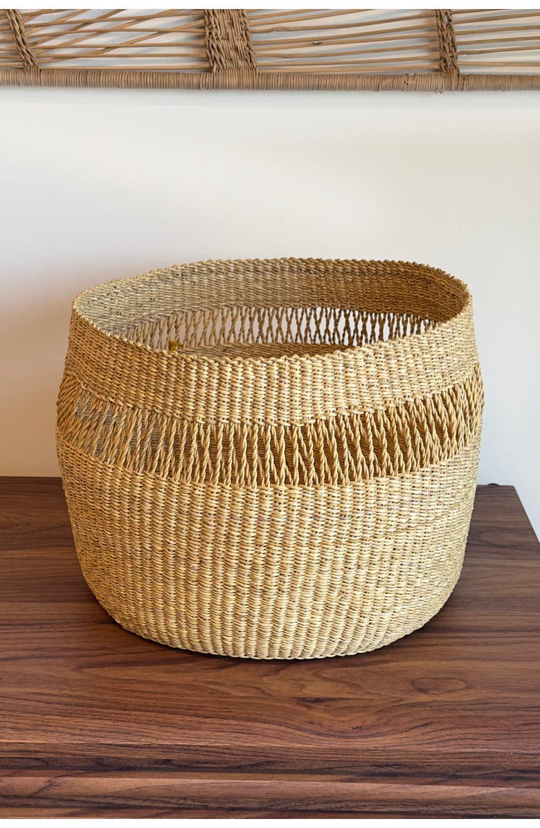 Mbare Mixed Weave Natural Planter Basket, Alternate, color, Natural