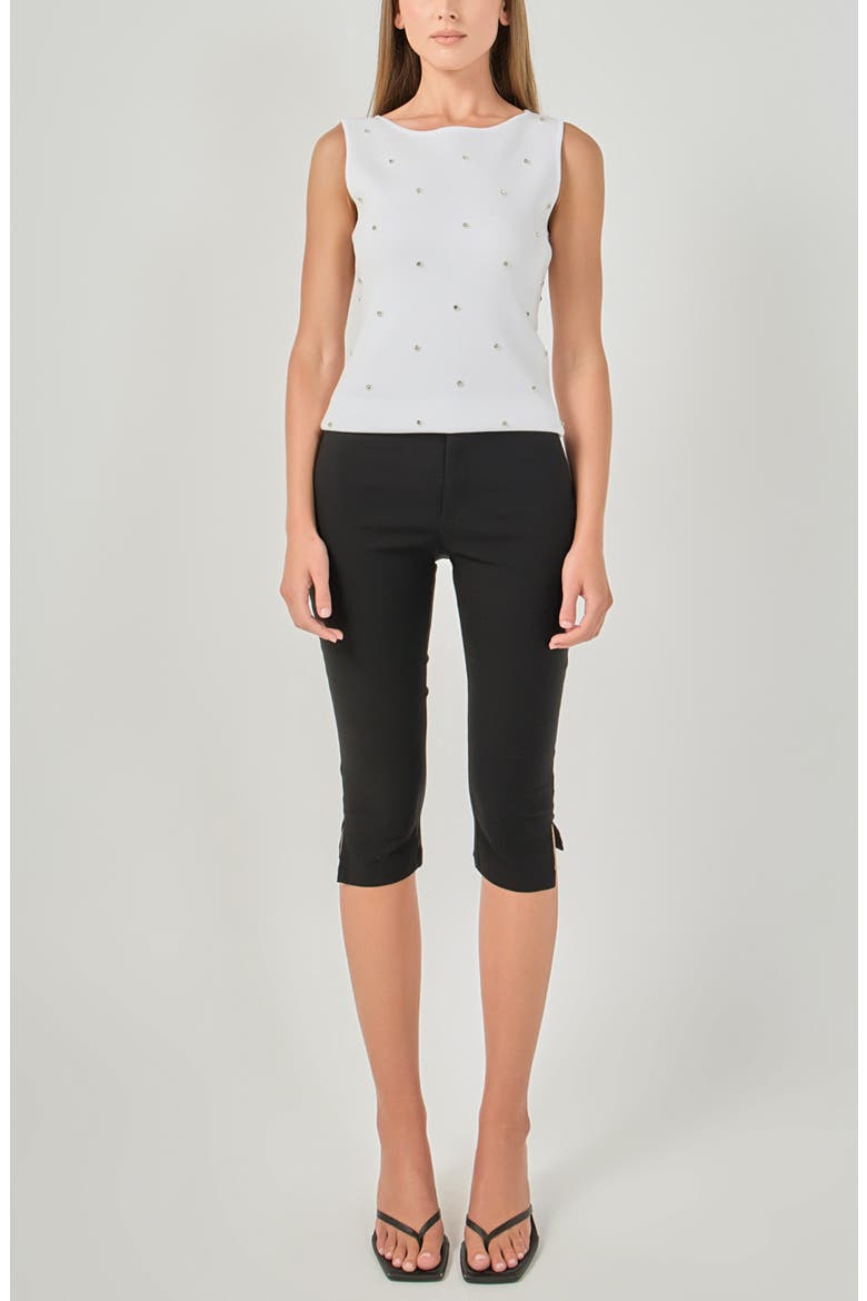 Jewel Embellish Sleeveless Top, Alternate, color, WHITE