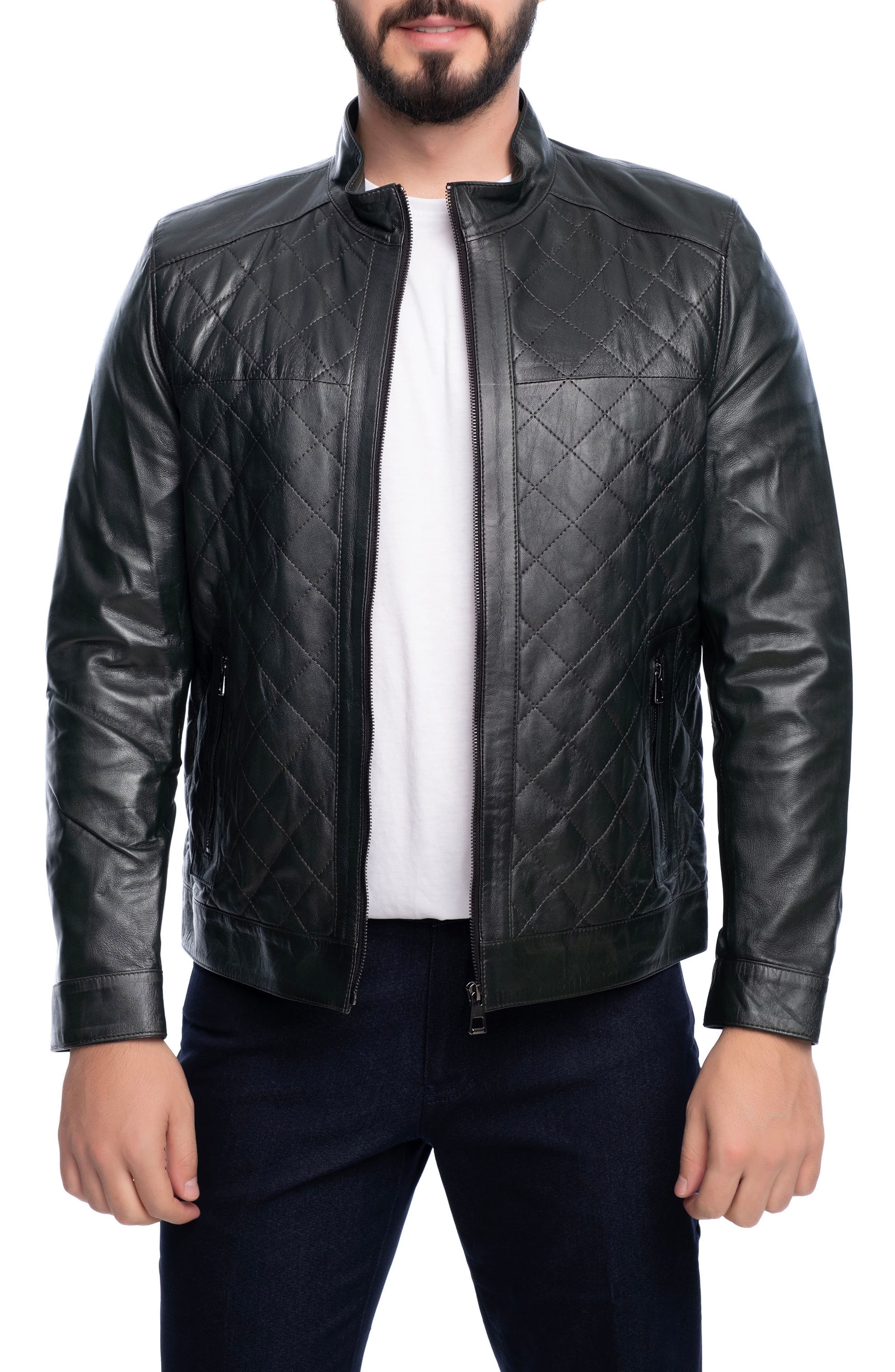 VELLAPAIS Leola Diamond Quilted Leather Jacket