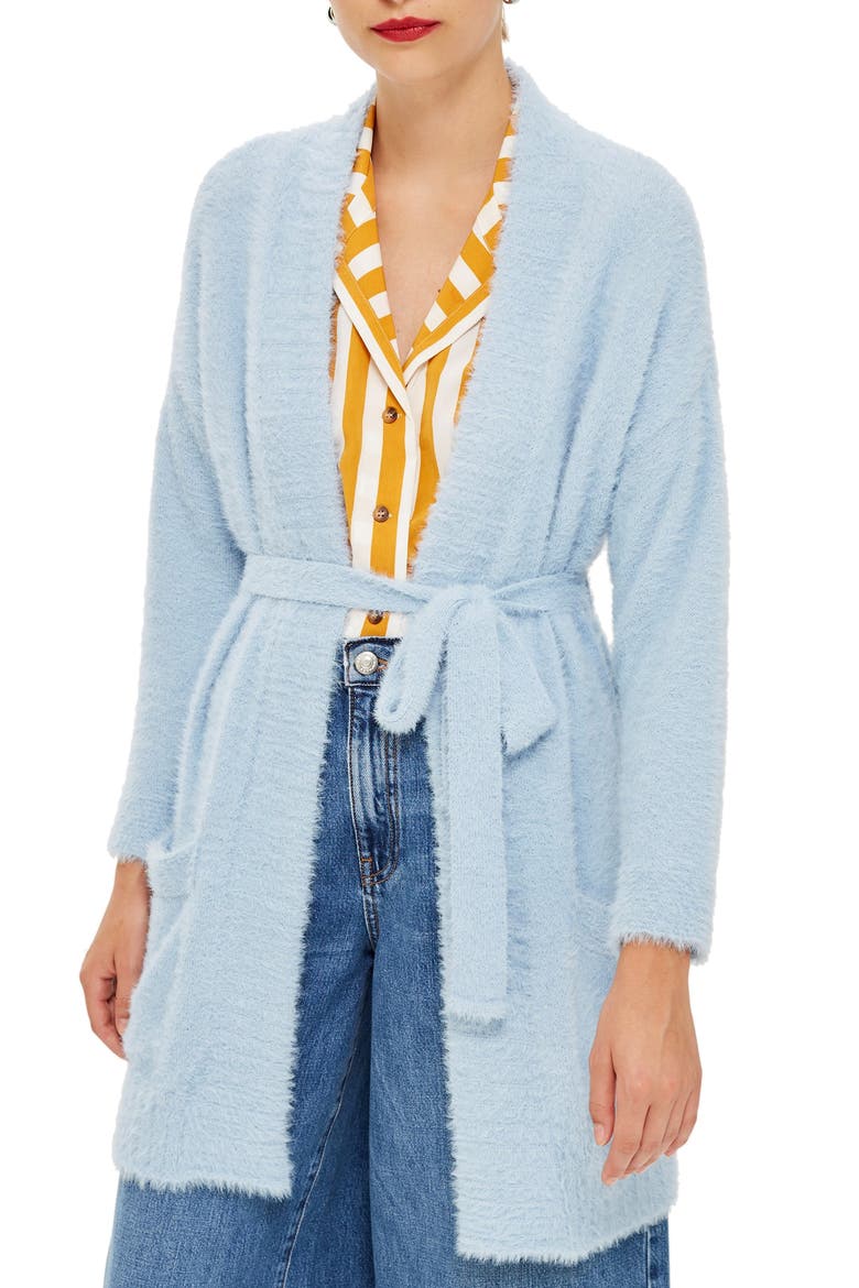 Fluffy Chenille Cardigan, Main, color, LIGHT BLUE