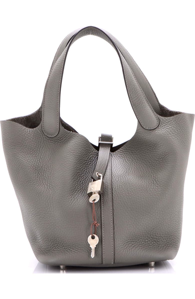 Pre-Owned Hermes Picotin Lock Bag Clemence MM, Main, color, Gris Meyer