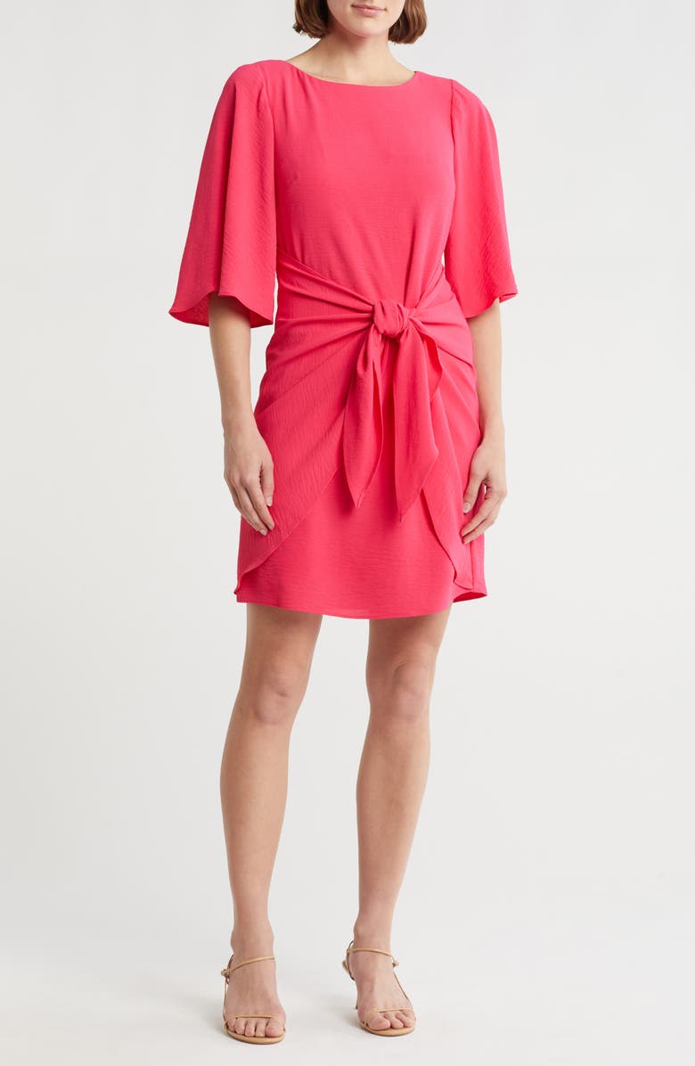 Vince Camuto Tie Front Dress, Main, color, Hot Pink