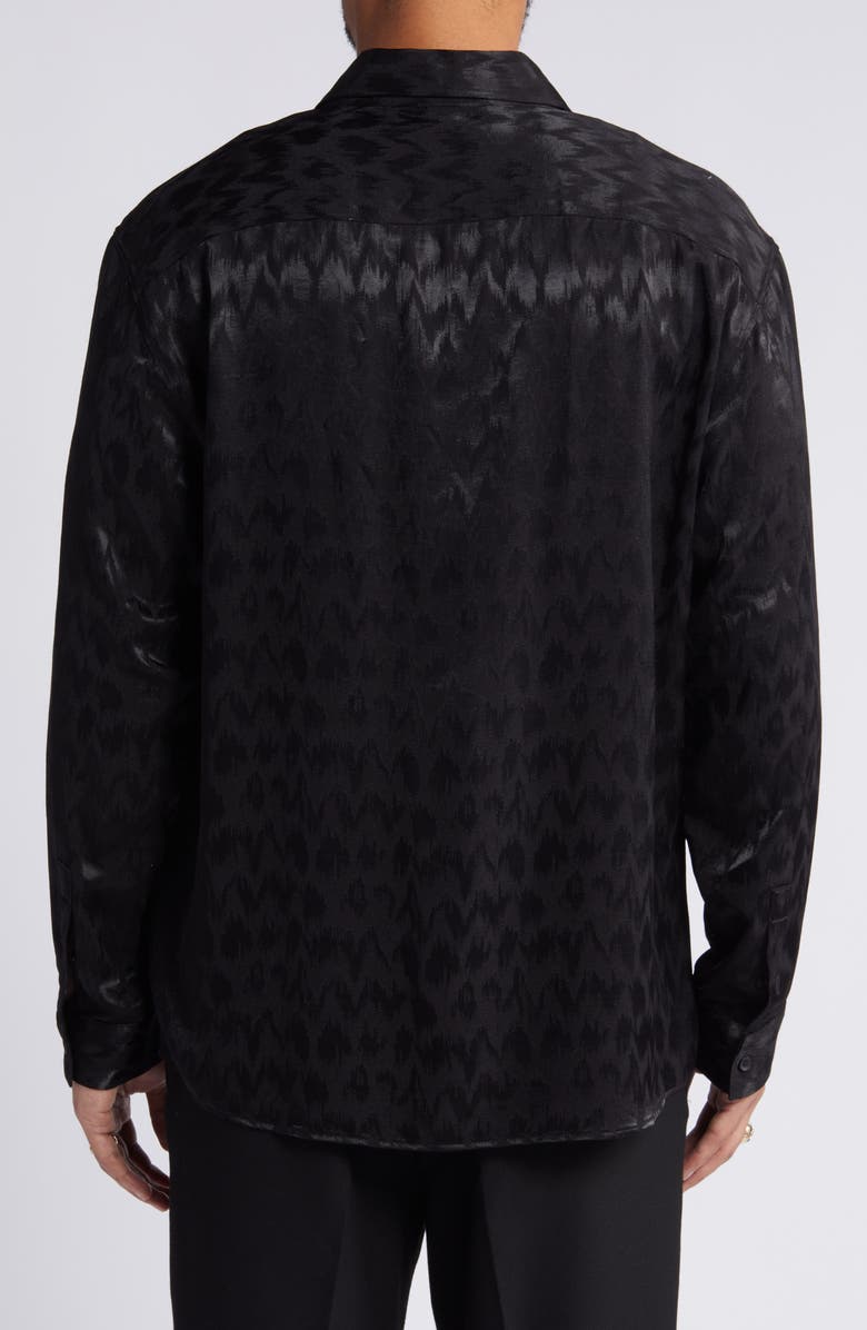 Open Edit Jacquard Stretch Satin Button-Up Shirt, Alternate, color, 