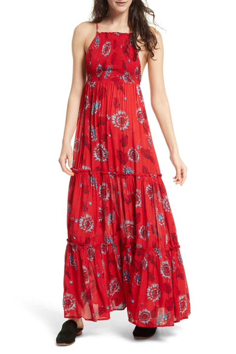 Garden Party Maxi Dress, Alternate, color, RED COMBO