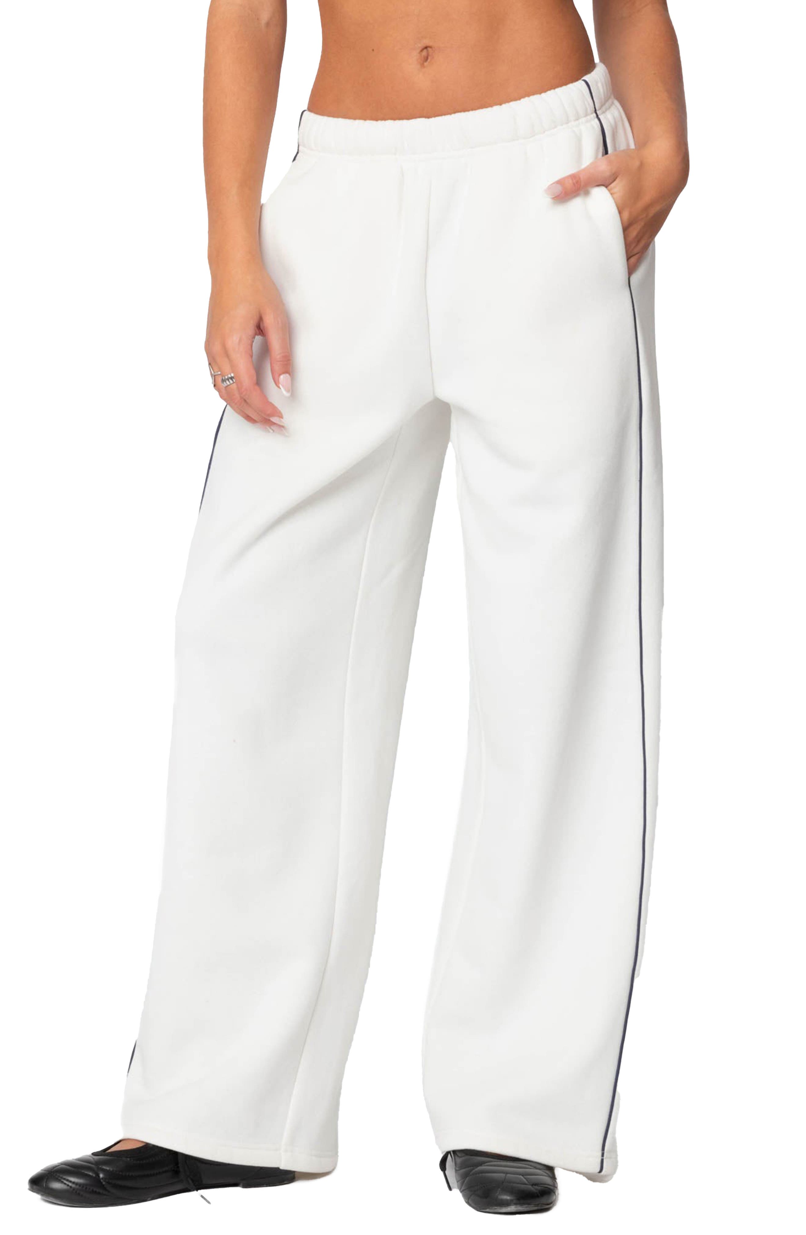 Piped Wide Leg Sweatpants