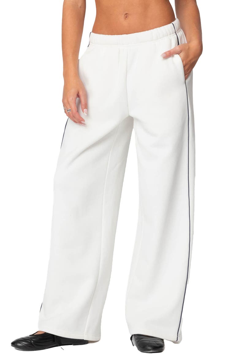Piped Wide Leg Sweatpants, Main, color, WHITE