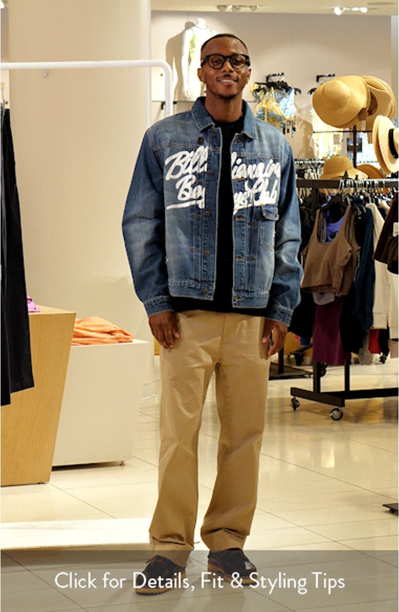 Script Logo Distressed Denim Trucker Jacket, sales video thumbnail