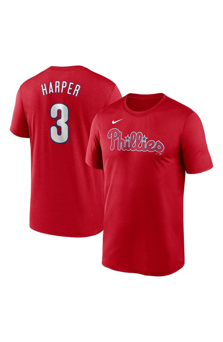 Nike Men's Nike Bryce Harper Red Philadelphia Phillies Legend Name & Number Performance T-Shirt, Main, color, Red