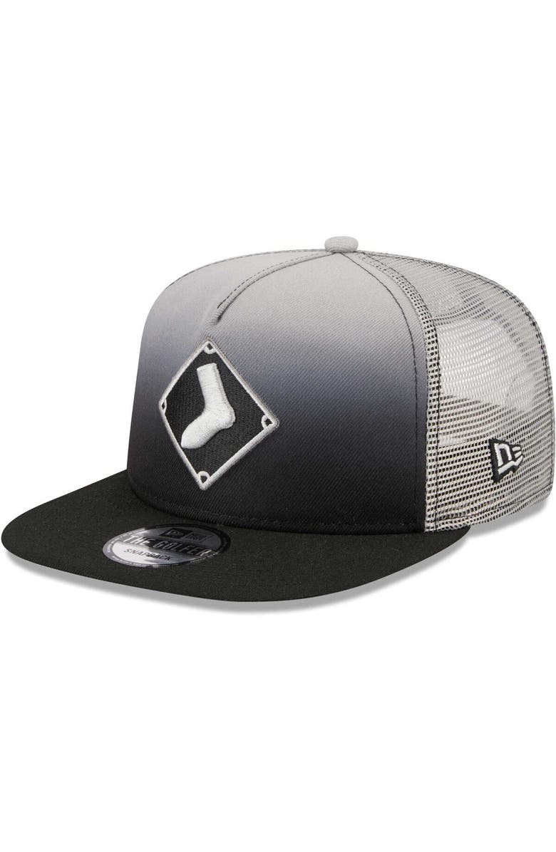 New Era Men's New Era Black Chicago White Sox Fade Golfer Lightly Structured Snapback Hat, Main, color,